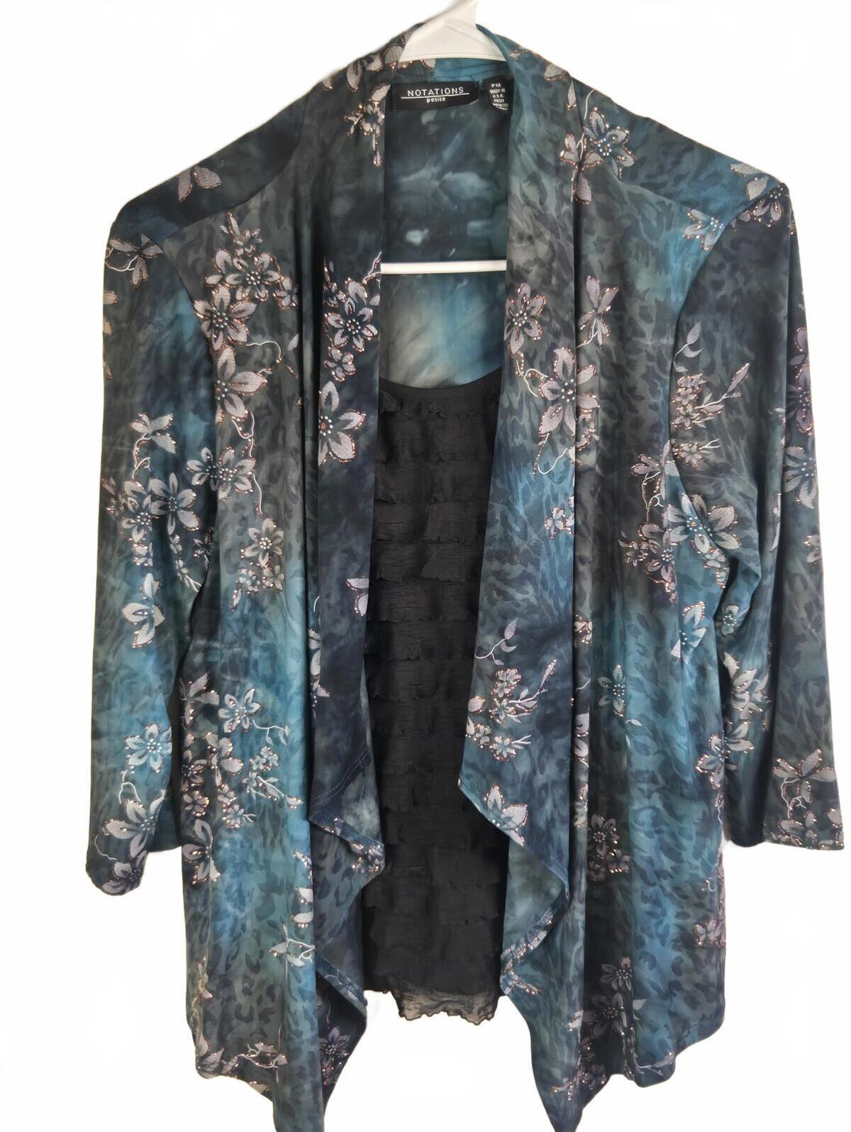 Notations Petite Floral Open Front Top Pm